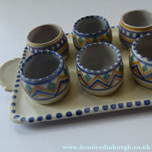 Load image into Gallery viewer, Carter Stabler Adams Red Clay Set of Six Egg Cups on Original Tray 1930s Art Deco
