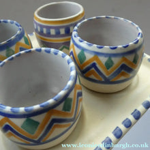 Load image into Gallery viewer, Carter Stabler Adams Red Clay Set of Six Egg Cups on Original Tray 1930s Art Deco
