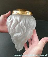 Load image into Gallery viewer, VERY LARGE Vintage 1930s Satin Glass ART DECO Light Shade in the Form of a Flaming Torch.
