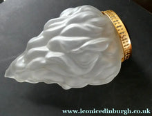 Load image into Gallery viewer, VERY LARGE Vintage 1930s Satin Glass ART DECO Light Shade in the Form of a Flaming Torch.
