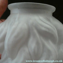 Load image into Gallery viewer, 1930s Satin Glass ART DECO Light Shade in the Form of a Flaming Torch. Height 7 1/2 inches

