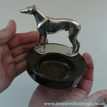 Load image into Gallery viewer,  1930s Art Deco Silver Plate Greyhound Sculpture. Mounted on a Coin or Pin Dish
