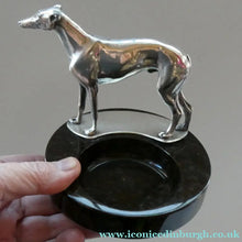Load image into Gallery viewer,  1930s Art Deco Silver Plate Greyhound Sculpture. Mounted on a Coin or Pin Dish
