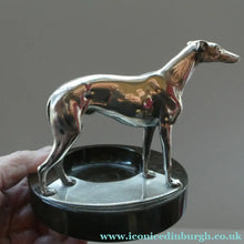 Load image into Gallery viewer,  1930s Art Deco Silver Plate Greyhound Sculpture. Mounted on a Coin or Pin Dish
