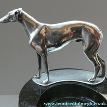 Load image into Gallery viewer,  1930s Art Deco Silver Plate Greyhound Sculpture. Mounted on a Coin or Pin Dish
