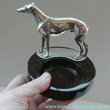 Load image into Gallery viewer,  1930s Art Deco Silver Plate Greyhound Sculpture. Mounted on a Coin or Pin Dish
