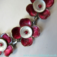 Load image into Gallery viewer,  Silver and Dark Pink Enamel Braceklet by Bernard Instone
