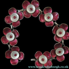 Load image into Gallery viewer,  Silver and Dark Pink Enamel Braceklet by Bernard Instone
