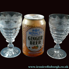 Load image into Gallery viewer, 1930s ART DECO Stuart Crystal FIVE Wine Glasses. With Cut Oval Facets and Engraved Fan Fringe Pattern. Height 4 1/2 inches
