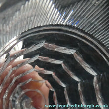 Load image into Gallery viewer, 1930s ART DECO Stuart Crystal FIVE Wine Glasses. With Cut Oval Facets and Engraved Fan Fringe Pattern. Height 4 1/2 inches
