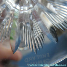 Load image into Gallery viewer, 1930s ART DECO Stuart Crystal FIVE Wine Glasses. With Cut Oval Facets and Engraved Fan Fringe Pattern. Height 4 1/2 inches
