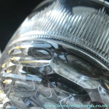 Load image into Gallery viewer, 1930s ART DECO Stuart Crystal FOUR Wine Glasses. With Cut Oval Facets and Engraved Fan Fringe Pattern. Height 5 3/8 inches
