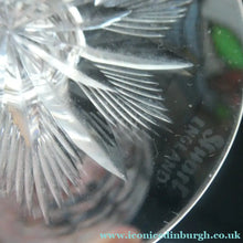 Load image into Gallery viewer, 1930s ART DECO Stuart Crystal FOUR Wine Glasses. With Cut Oval Facets and Engraved Fan Fringe Pattern. Height 5 3/8 inches
