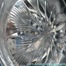 Load image into Gallery viewer, 1930s ART DECO Stuart Crystal Lemonade or Water Jug. With Cut Oval Facets and Engraved Fan Fringe Pattern. Height 6 inches
