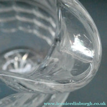 Load image into Gallery viewer, 1930s ART DECO Stuart Crystal Lemonade or Water Jug. With Cut Oval Facets and Engraved Fan Fringe Pattern. Height 6 inches
