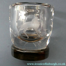 Load image into Gallery viewer, Art Deco 1930s Swedish Glass. Orrefors Squat Vase by Vicke Linstrand Decorated with Engraved Deer
