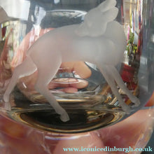 Load image into Gallery viewer, Art Deco 1930s Swedish Glass. Orrefors Squat Vase by Vicke Linstrand Decorated with Engraved Deer
