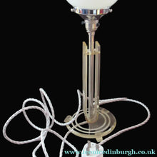 Load image into Gallery viewer, 1930s Art Deco Table Lamp Geometric Clear Perspex with Glass Globe Shade
