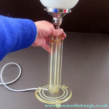 Load image into Gallery viewer, 1930s Art Deco Table Lamp Geometric Clear Perspex with Glass Globe Shade
