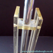 Load image into Gallery viewer, 1930s Art Deco Table Lamp Geometric Clear Perspex with Glass Globe Shade
