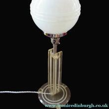 Load image into Gallery viewer, 1930s Art Deco Table Lamp Geometric Clear Perspex with Glass Globe Shade
