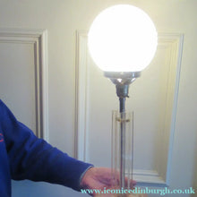 Load image into Gallery viewer, 1930s Art Deco Table Lamp Geometric Clear Perspex with Glass Globe Shade
