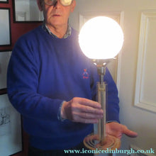 Load image into Gallery viewer, 1930s Art Deco Table Lamp Geometric Clear Perspex with Glass Globe Shade
