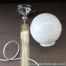 Load image into Gallery viewer, 1930s Art Deco Table Lamp Geometric Clear Perspex with Glass Globe Shade
