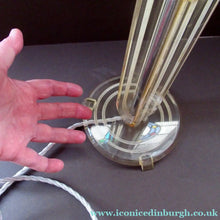 Load image into Gallery viewer, 1930s Art Deco Table Lamp Geometric Clear Perspex with Glass Globe Shade
