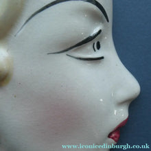 Load image into Gallery viewer, 1930s ART DECO Wall Mask by Cope &amp; Co. Art Deco Lady with Blonde Hair and Large Drop Earring
