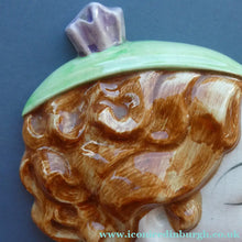 Load image into Gallery viewer, 1930s ART DECO Wall Mask by Cope &amp; Co. Art Deco Lady with Green Bonnet and Matching Green Jumper with Bow
