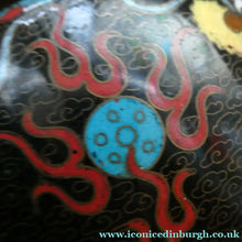 Load image into Gallery viewer, Vintage Chinese Cloisonne Lidded Ginger Jar Featuring Two Dragons Chasing a Flaming Pearl
