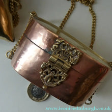 Load image into Gallery viewer, Collectable PAIR of Vintage 1930s Indian Brass and Copper Hanging Pillow Shape Purses
