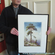 Load image into Gallery viewer, 1930s COLOUR WOODCUT Entitled The Lone Pine by James Alphege Brewer

