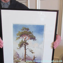 Load image into Gallery viewer, 1930s COLOUR WOODCUT Entitled The Lone Pine by James Alphege Brewer
