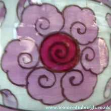 Load image into Gallery viewer, 1930s CROWN DUCAL Vase. Charlotte Rhead Design with Pink Tube Lined Flowers on a Mottle Grey Ground
