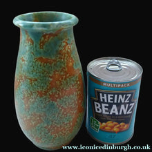 Load image into Gallery viewer, 1930s CROWN DUCAL Vase with Mottled Green and Mustard Speckled Pattern
