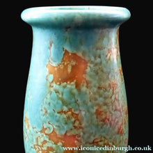 Load image into Gallery viewer, 1930s CROWN DUCAL Vase with Mottled Green and Mustard Speckled Pattern
