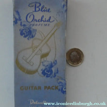 Load image into Gallery viewer, Very Rare 1930s Delavelle Blue Orchid Perfume Bottle in Novelty Guitar Case
