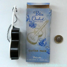 Load image into Gallery viewer, Very Rare 1930s Delavelle Blue Orchid Perfume Bottle in Novelty Guitar Case
