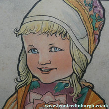 Load image into Gallery viewer, Original Large 1930s Colour Lithograph by Rie Cramer (1887-1977). Two Girls in Traditional Dutch Costume
