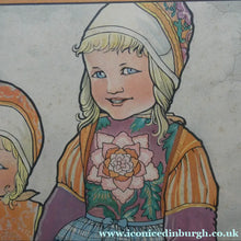 Load image into Gallery viewer, Original Large 1930s Colour Lithograph by Rie Cramer (1887-1977). Two Girls in Traditional Dutch Costume
