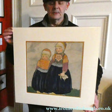 Load image into Gallery viewer, Original Large 1930s Colour Lithograph by Rie Cramer (1887-1977). Two Girls in Traditional Dutch Costume
