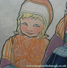 Load image into Gallery viewer, Original Large 1930s Colour Lithograph by Rie Cramer (1887-1977). Two Girls in Traditional Dutch Costume
