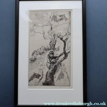 Load image into Gallery viewer, Strange 1930s Etching Featuring Winged Imps by Doris Boulton-Maude. Entitled "The Dead Tree.
