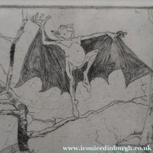Load image into Gallery viewer, Strange 1930s Etching Featuring Winged Imps by Doris Boulton-Maude. Entitled "The Dead Tree.
