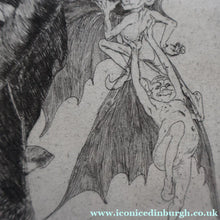 Load image into Gallery viewer, Strange 1930s Etching Featuring Winged Imps by Doris Boulton-Maude. Entitled "The Dead Tree.
