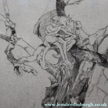 Load image into Gallery viewer, Strange 1930s Etching Featuring Winged Imps by Doris Boulton-Maude. Entitled "The Dead Tree.
