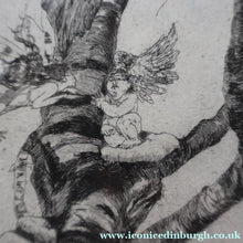 Load image into Gallery viewer, Strange 1930s Etching Featuring Winged Imps by Doris Boulton-Maude. Entitled "The Dead Tree.
