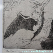 Load image into Gallery viewer, Strange 1930s Etching Featuring Winged Imps by Doris Boulton-Maude. Entitled "The Dead Tree.
